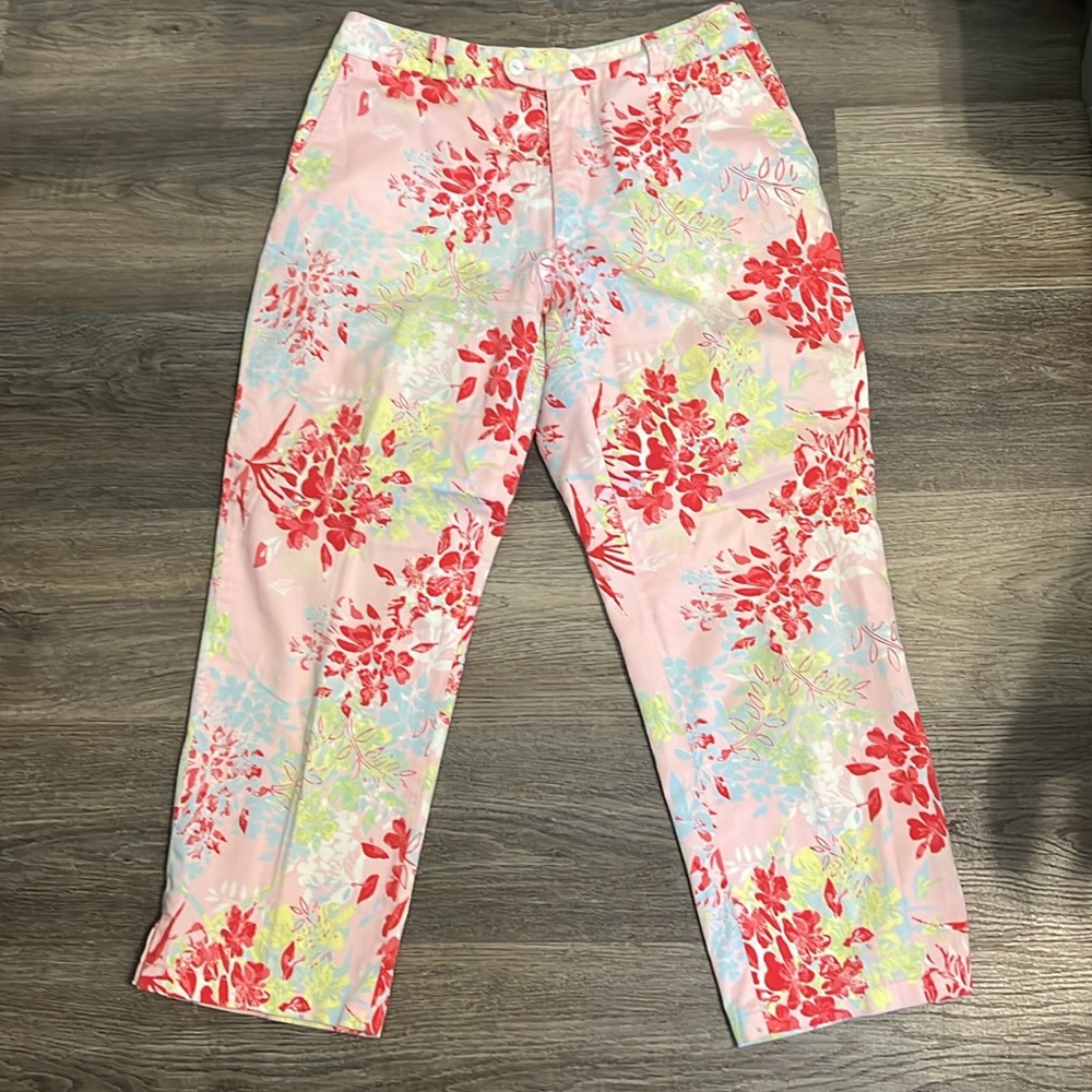 Greg Norman Collection Floral Pants - Pink, Red, Green